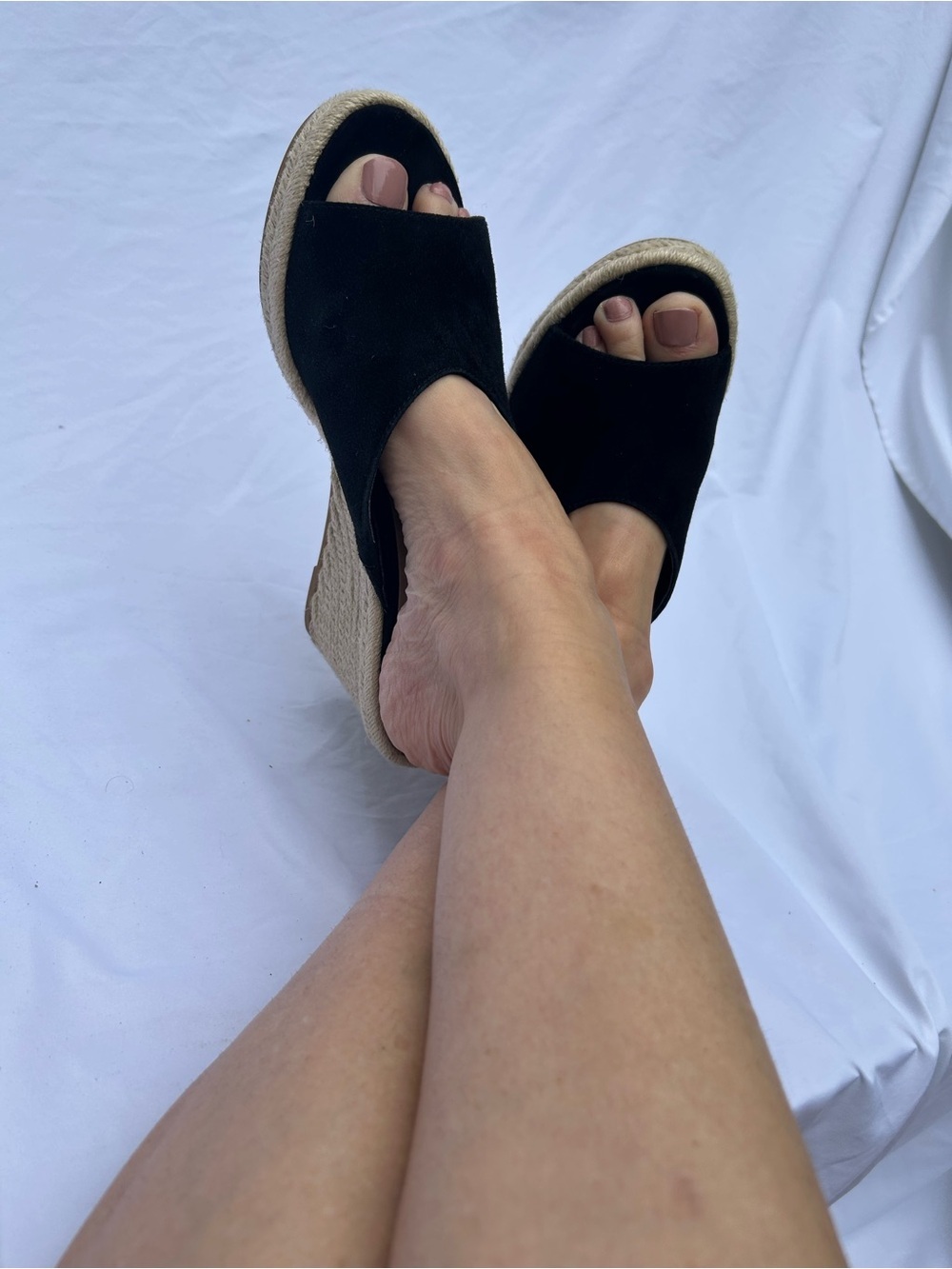 Stuart Weitzman Black Suede Espadrille Wedge Slides size 9 - Picture 11 of 11